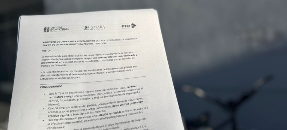 La Unión Industrial presentó una Ordenanza para que la recaudación de la Tasa de Seguridad e Higiene vaya al sector productivo